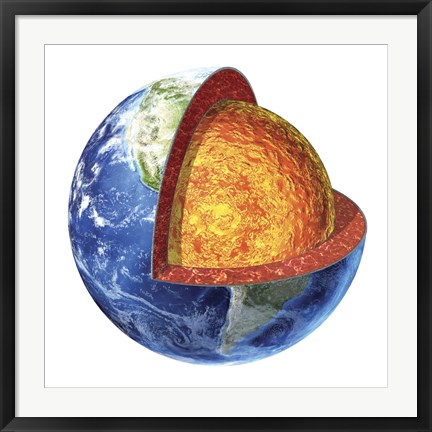 Framed Cross section of Planet Earth Showing the Lower Mantle Print