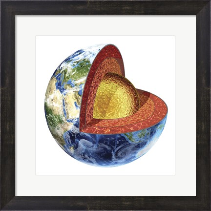 Framed Cross Section of Planet Earth Showing the Outer Core Print