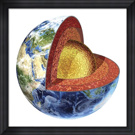 Framed Cross Section of Planet Earth Showing the Outer Core Print