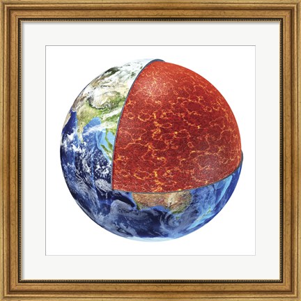 Framed Cross Section of Planet Earth Showing the Upper Mantle Print