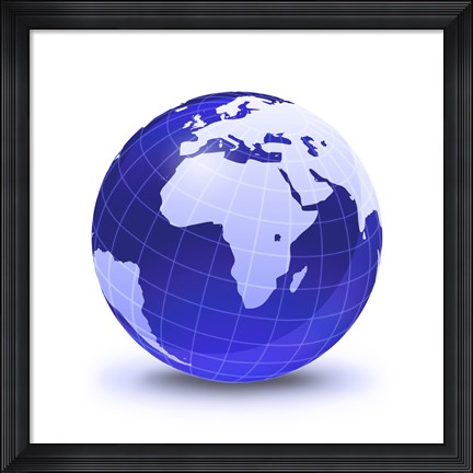 Framed Stylized Earth globe with Grid, showing Africa and Eastern Europe Print