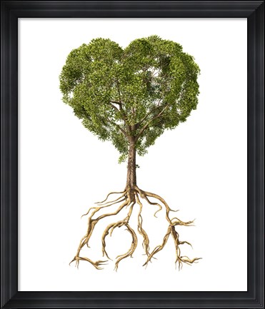 Framed Tree with Foliage in the Shape of a Heart Print