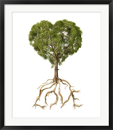 Framed Tree with Foliage in the Shape of a Heart Print