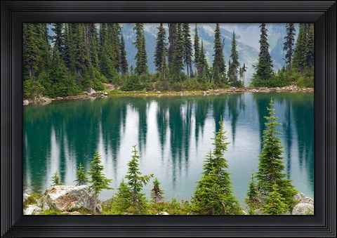 Framed British Columbia, Revelstoke NP, Lake Eva, Mountains Print