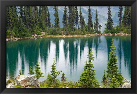 Framed British Columbia, Revelstoke NP, Lake Eva, Mountains Print