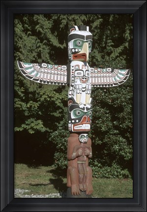 Framed Totem Pole at Stanley Park, Vancouver Island, British Columbia, Canada Print