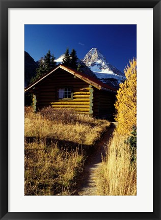 Framed British Columbia, Mount Assiniboine, Log cabin Print