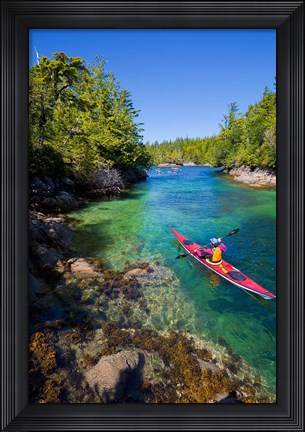 Framed British Columbia, Vancouver Island, Sea kayakers Print
