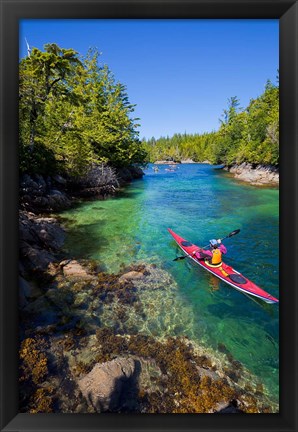 Framed British Columbia, Vancouver Island, Sea kayakers Print