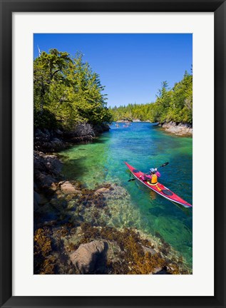 Framed British Columbia, Vancouver Island, Sea kayakers Print