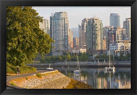 Framed Cyclist on Seawall Trail, Vancouver, British Columbia Print