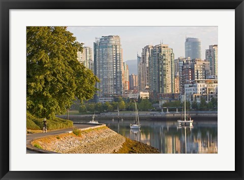 Framed Cyclist on Seawall Trail, Vancouver, British Columbia Print