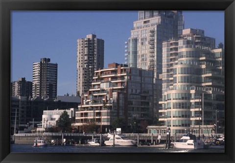 Framed Vancouver Skyline From Granville Island, British Columbia, Canada Print