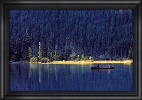 Framed Fishing on Waterfowl Lake, Banff National Park, Canada Print