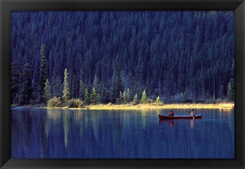 Framed Fishing on Waterfowl Lake, Banff National Park, Canada Print