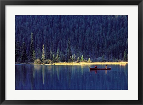 Framed Fishing on Waterfowl Lake, Banff National Park, Canada Print