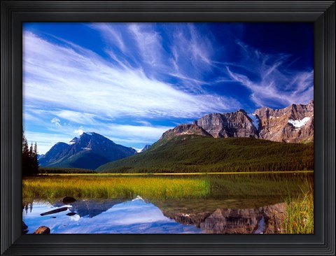 Framed Waterfowl Lake and Rugged Rocky Mountains, Banff National Park, Alberta, Canada Print