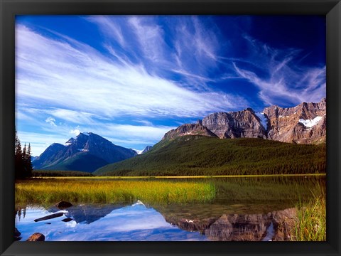 Framed Waterfowl Lake and Rugged Rocky Mountains, Banff National Park, Alberta, Canada Print