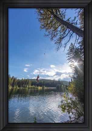 Framed Rope swinging at Champion Lakes Provincial Park, BC, Canada Print