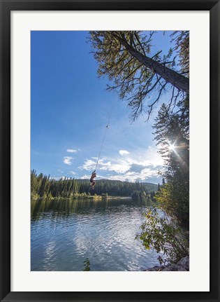 Framed Rope swinging at Champion Lakes Provincial Park, BC, Canada Print