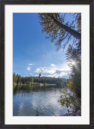 Framed Rope swinging at Champion Lakes Provincial Park, BC, Canada Print