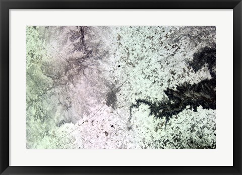 Framed Satellite View of Amarillo, Texas, Covered in Snow Print