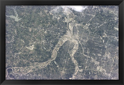 Framed Satellite View of Kansas City, Missouri Print