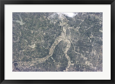 Framed Satellite View of Kansas City, Missouri Print