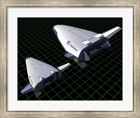 Framed Artist&#39;s Concept Showing the Relative Sizes of the X-33 and VentureStar Print