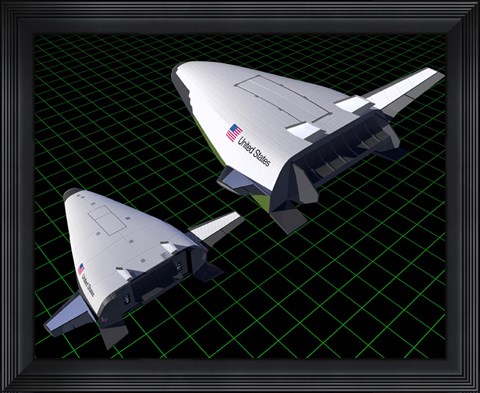 Framed Artist&#39;s Concept Showing the Relative Sizes of the X-33 and VentureStar Print