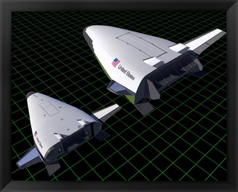 Framed Artist&#39;s Concept Showing the Relative Sizes of the X-33 and VentureStar Print
