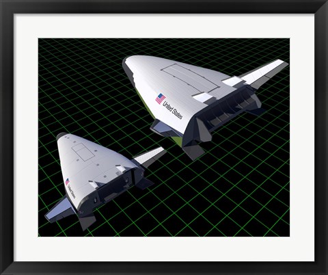 Framed Artist&#39;s Concept Showing the Relative Sizes of the X-33 and VentureStar Print