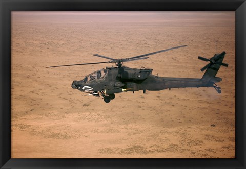 Framed AH-64D Apache Longbow Fires a Hydra Rocket over Northern Iraq Print