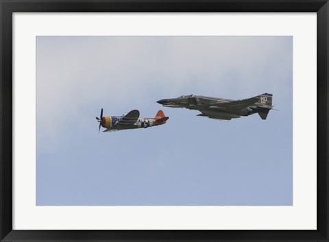 Framed P-47 Thunderbolt and an F-4 Phantom in Flight Print