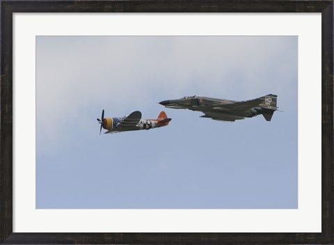 Framed P-47 Thunderbolt and an F-4 Phantom in Flight Print