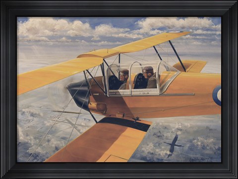 Framed De Havilland DH82 Tiger Moth basic Trainer Biplane from the 1930&#39;s Print