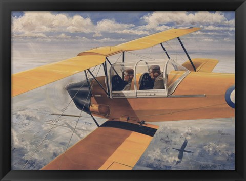 Framed De Havilland DH82 Tiger Moth basic Trainer Biplane from the 1930&#39;s Print