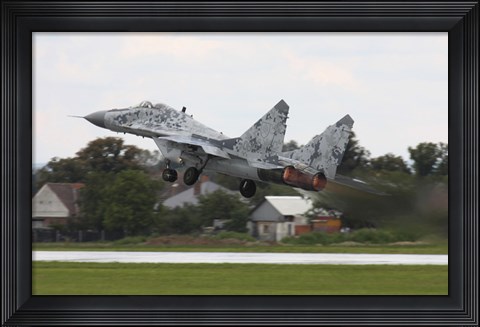 Framed Slovak Air Force MIG-29 Fulcrum taking off Print
