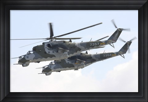 Framed Czech Air Force Mi-24 Hind Helicopters Print
