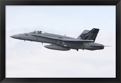 Framed F-18C Hornet of the Swiss Air Force in Flight over Germany Print