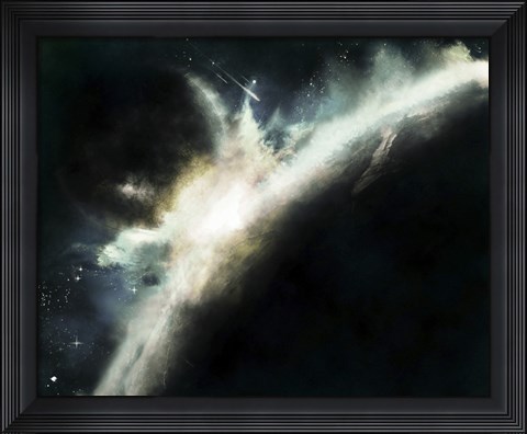 Framed Planet Pushed Out of its orbit Striking Another Planet Print