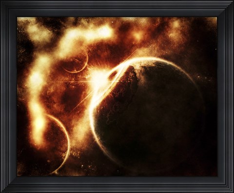 Framed Apocalyptic View of a Solar System Print