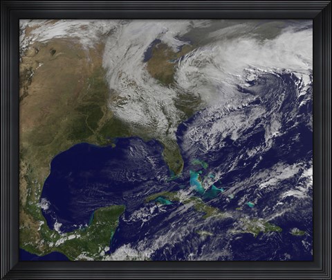 Framed Satellite View of a Nor&#39;easter Storm over the United States Print