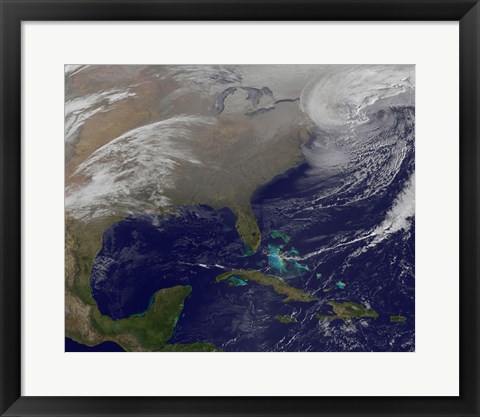 Framed Two Low Pressure Systems Merge Together and form a Giant Nor&#39;easter Print