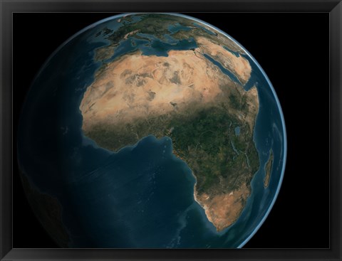 Framed Full Earth from Space Above the African Continent Print