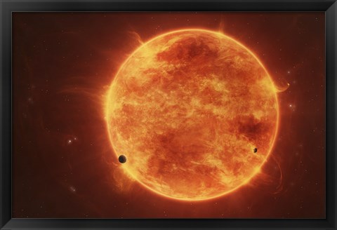 Framed Massive Red Dwarf Consuming Planets Within it&#39;s Range Print