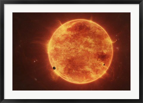 Framed Massive Red Dwarf Consuming Planets Within it&#39;s Range Print