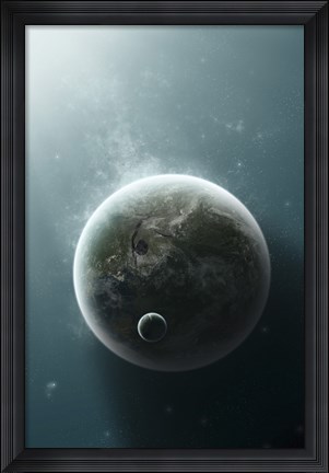 Framed Earth-Like Planet Illuminated by a Nearby White Dwarf Print