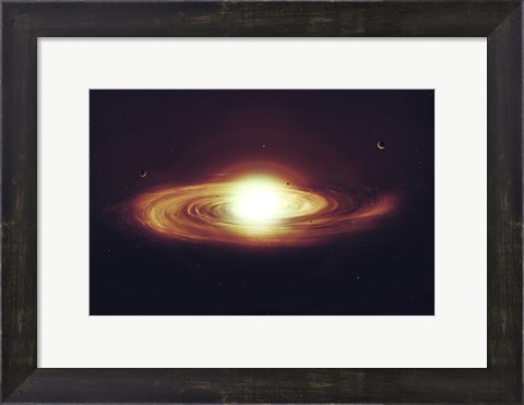 Framed Implosion of a Sun with Visible Solar System and Planets Print