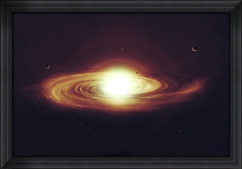Framed Implosion of a Sun with Visible Solar System and Planets Print